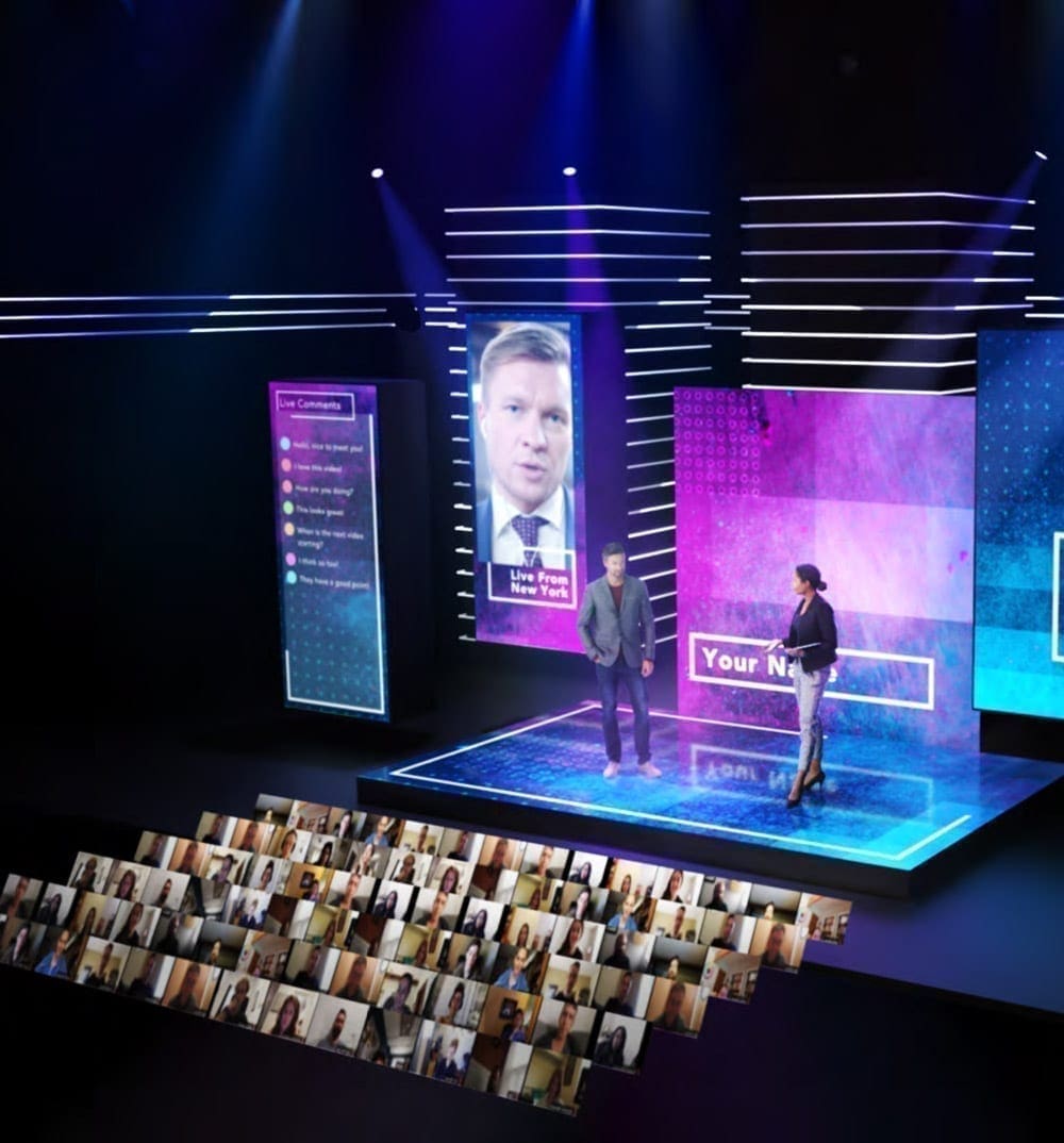 Audience seen from above during a virtual event