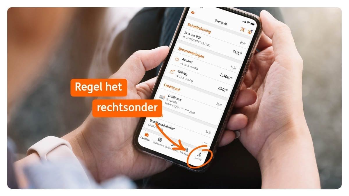 ing app in beeld op een telefoon